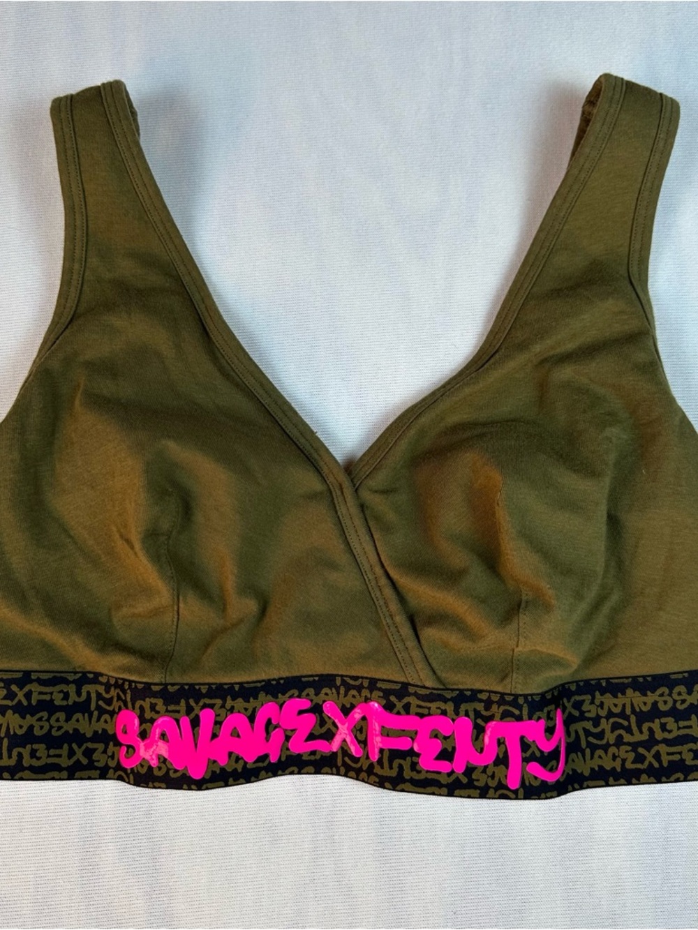 Savage X Fenty Olive Green Wireless Lounge Bralette Size: 1X